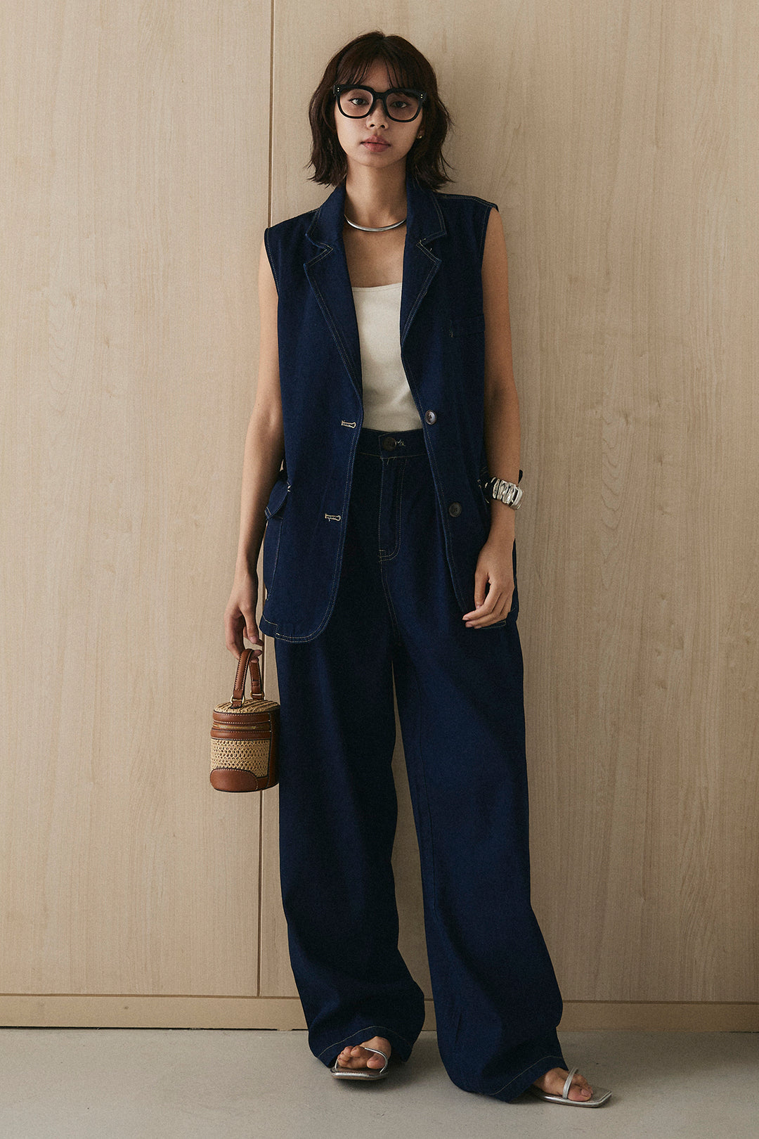 [SET]デニムテーラードカラージレSETUP