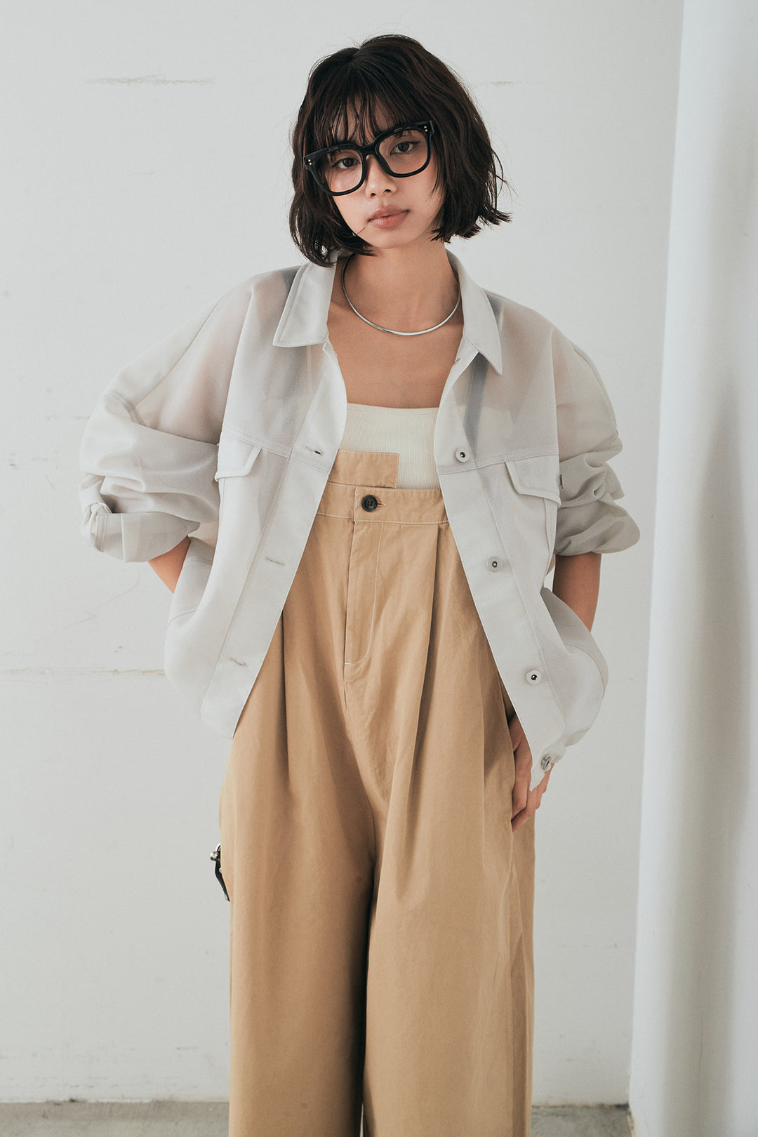 [SET]シアーダンボールサイドドロストジャケット+綿ツイルアシメサロペット(2set)