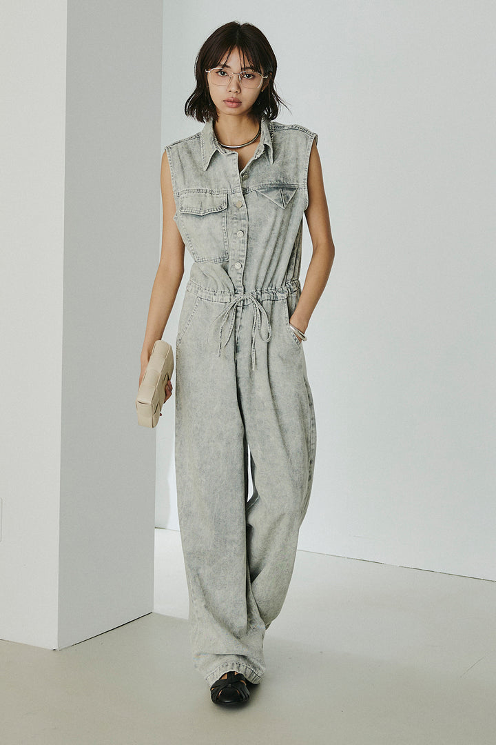 [SET]ケミカルデニムノースリロンパース