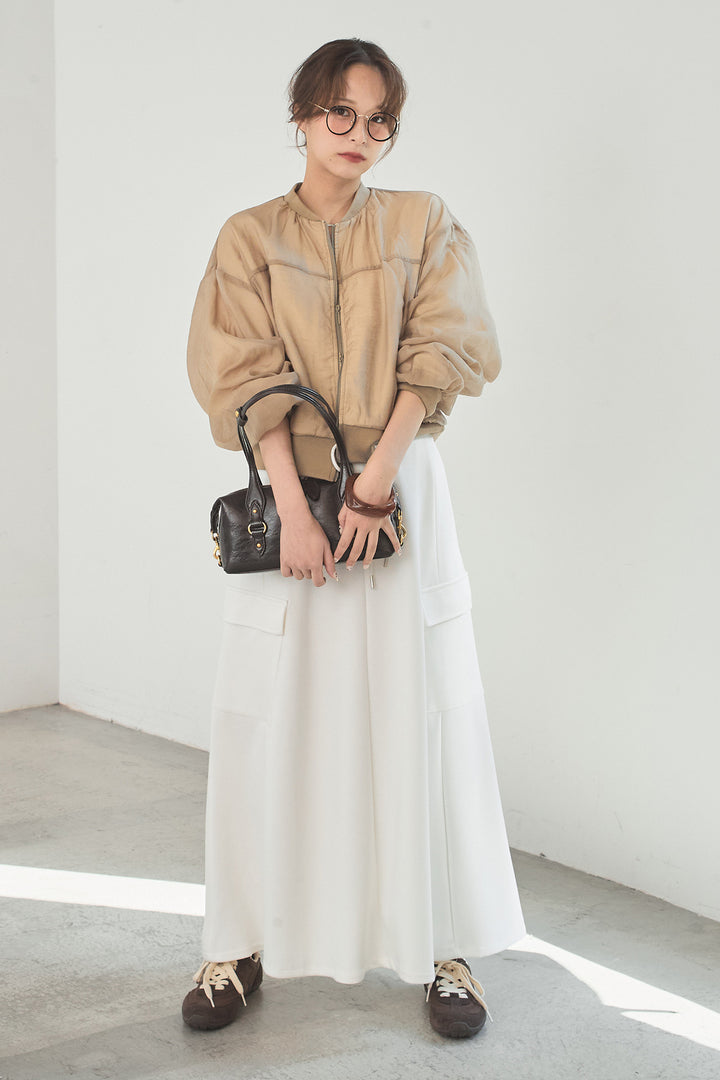 [SET]シアー×ポンチブルゾン+リラックススウェットスカート(2set)