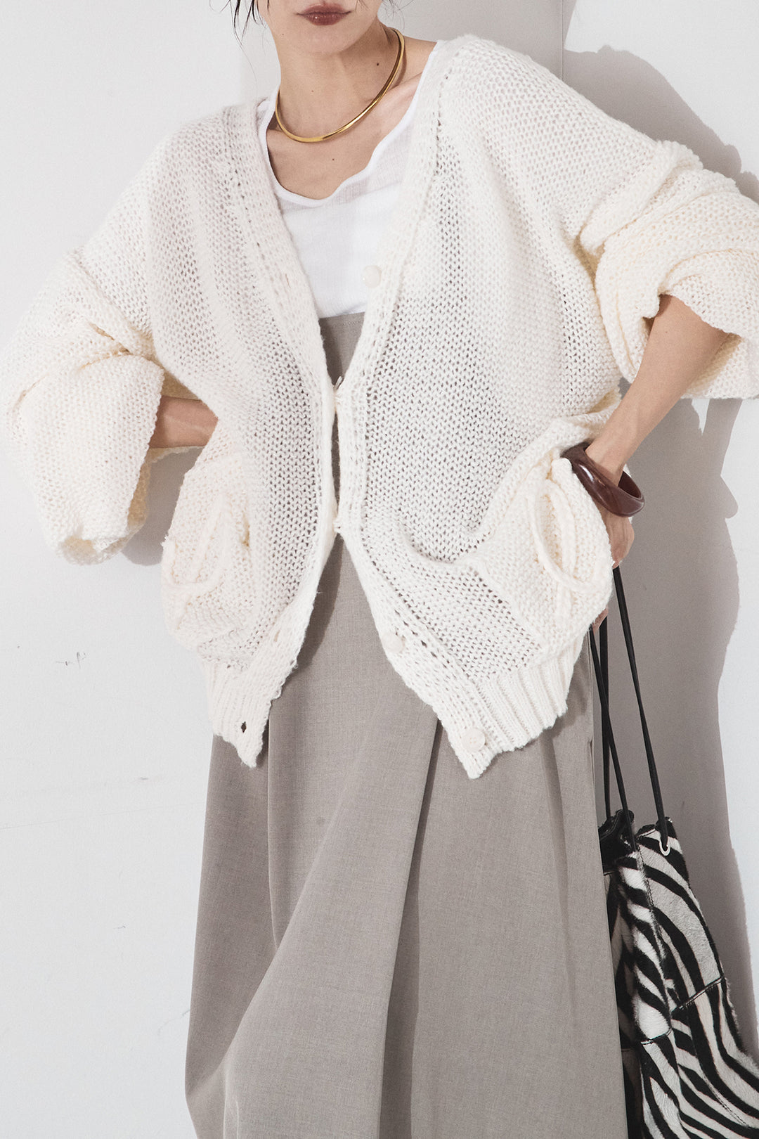 [SET]コード刺繍リラックスニットカーディガン+フレアリラックスキャミワンピース(2set)