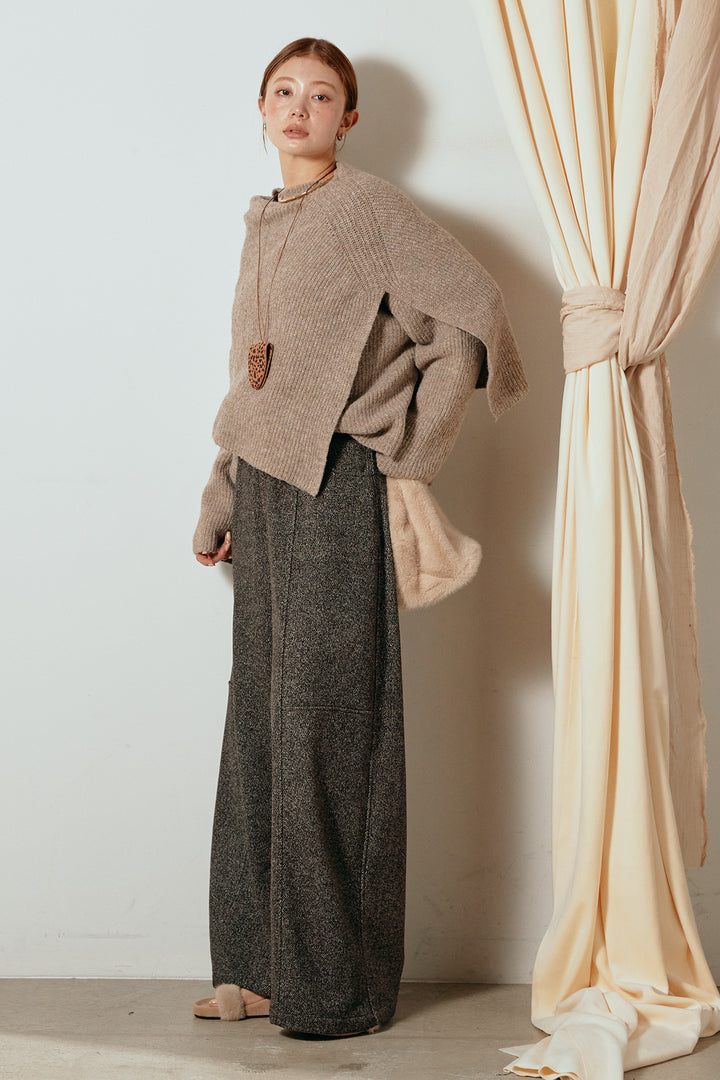 【着回しセット】[SET]ケープデザインリブニットトップス+ケープデザインリブニットトップス(2set)