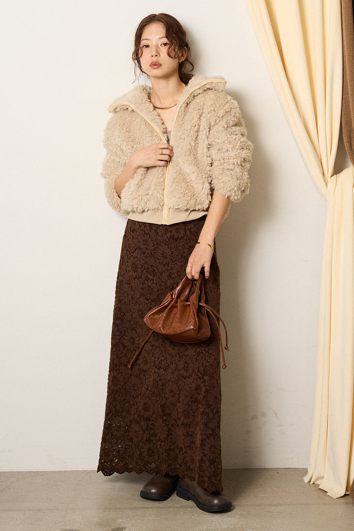 スタンドカラー裾リブボアブルゾン