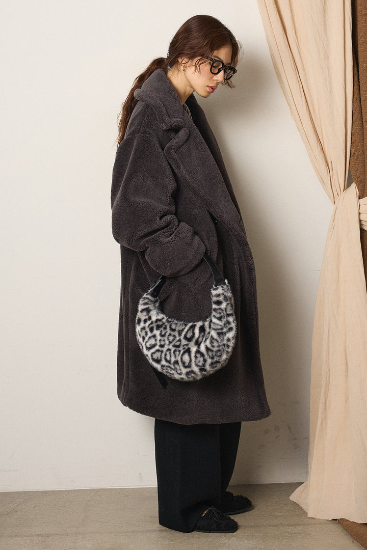 [SET]テディボアロングコート+ロゴデザインルーズスウェット+ワイドリブニットイージーパンツ(3set)