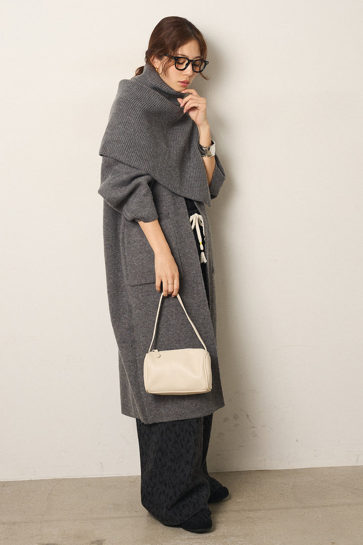 [SET]ケープレイヤードロングカーディガン+レオパードジャガードニットパンツ(2set)