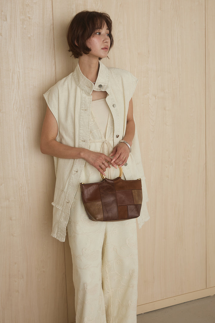 [SET]ケミカルデニムヘムカットオフジレ+レースサロペット(2set)