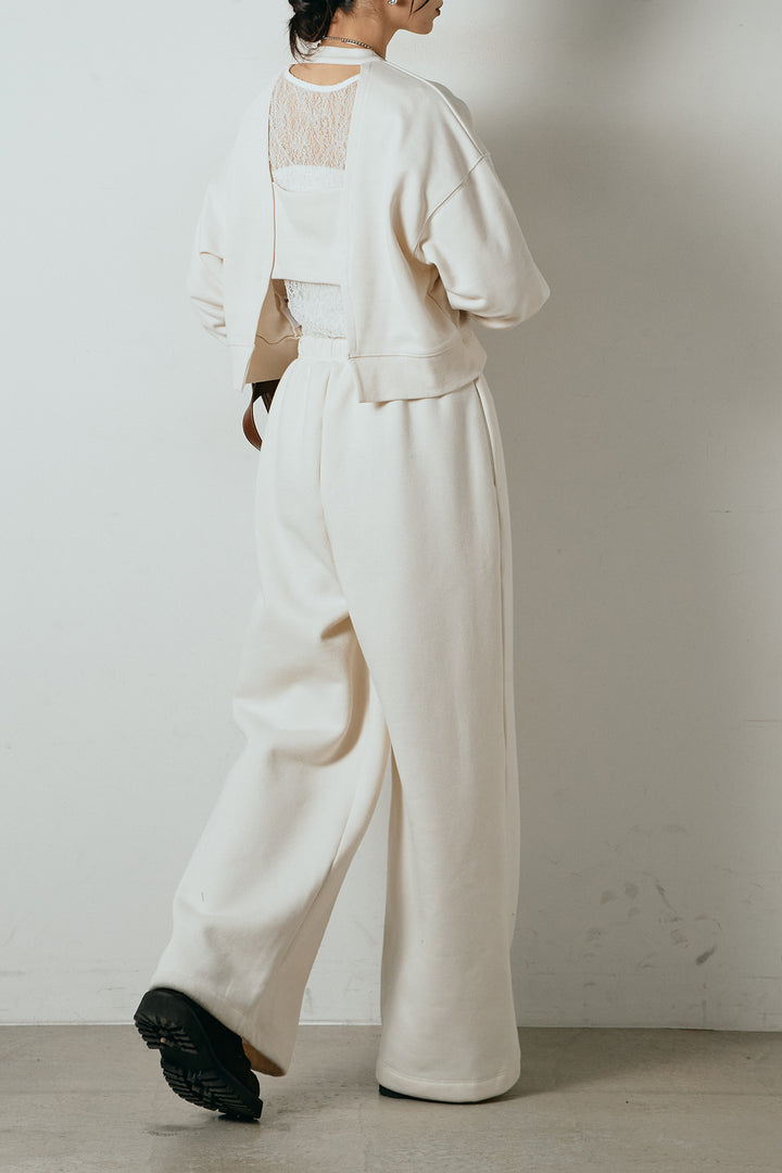 [SET]裏毛バックオープンプルオーバー+裏起毛スウェットワイドパンツ(2set)