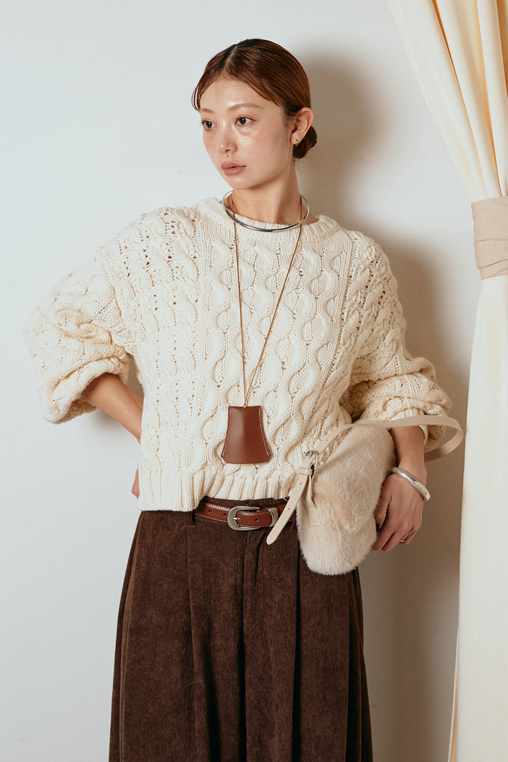 [SET]バルキーケーブルプルオーバー+コーデュロイサイドタックコクーンパンツ(2set)