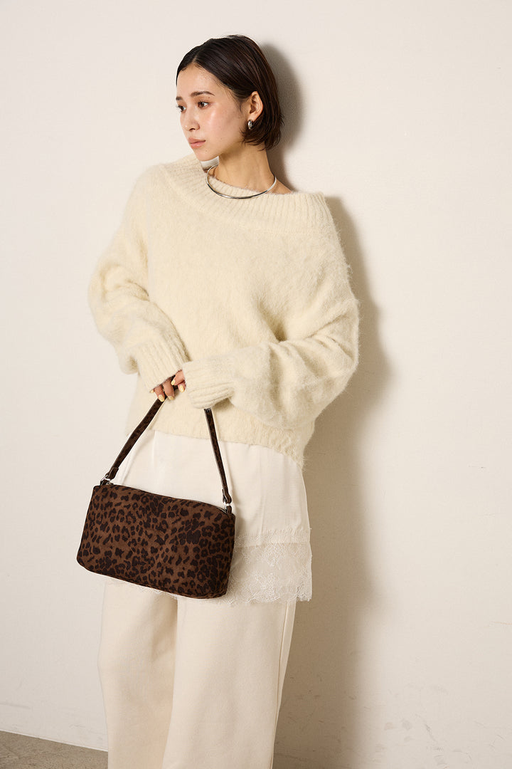 [SET]アルパカタッチオフショルニット+レース切り替えキャミソール(2set)