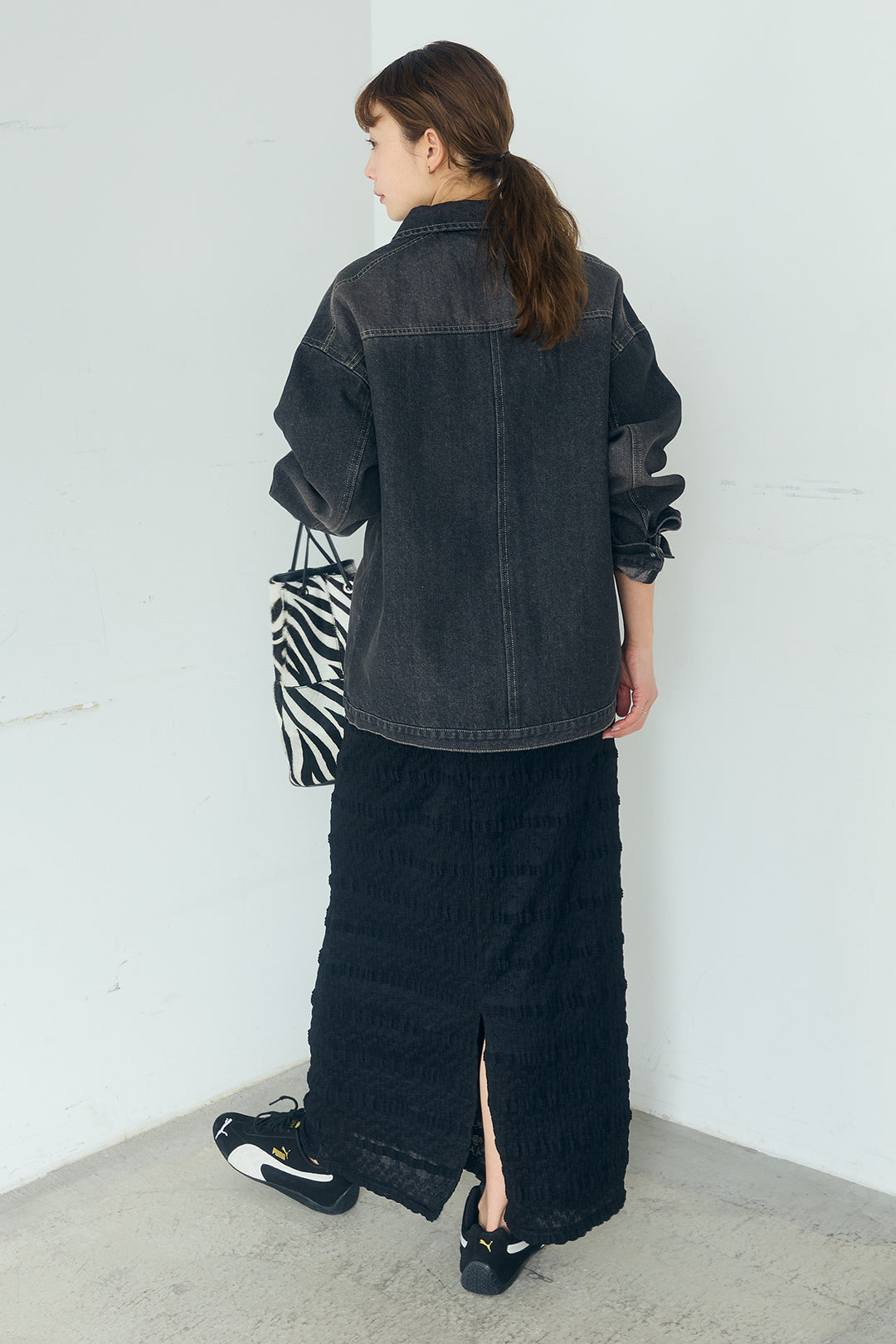[SET]デニムオーバーサイズジャケット+ジャガードカットソータイトスカート(2set)