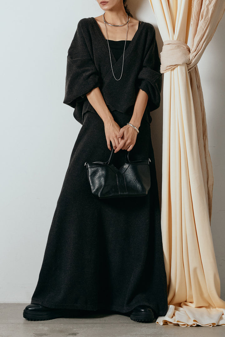 [SET]カシュクールニットカーディガン+ニットロングスカート(2set)