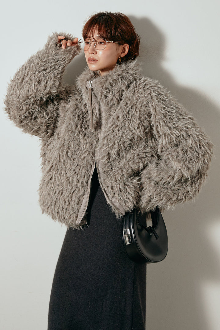 【着回しセット】[SET]ミックスシープファースタンドブルゾン+ミックスシープファースタンドブルゾン(2set)