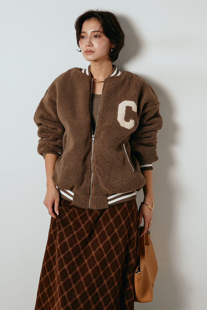 [SET]ロゴスタジャンボアブルゾン+フロッキー起毛チェックスカート(2set)