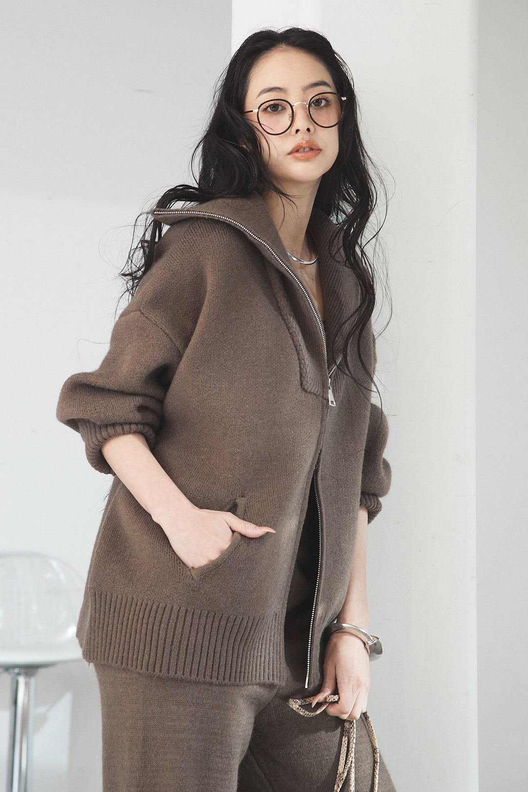 [SET]ビッグカラーダブルジップニットSETUP