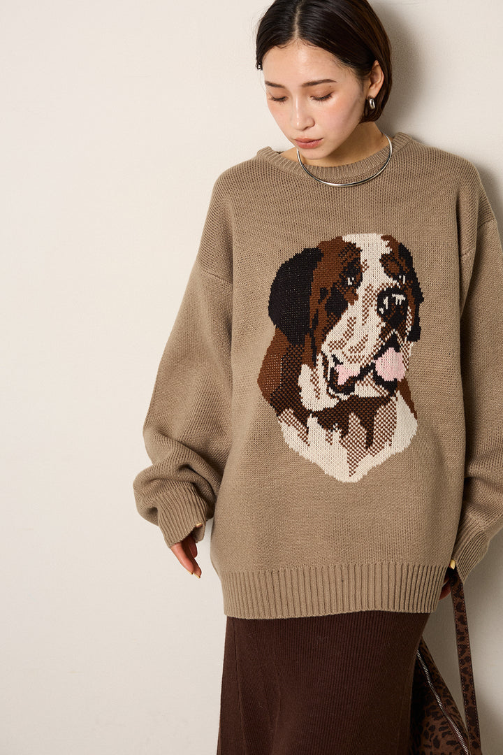 [SET]アニマルジャガード柄ニットトップス+リブナローニットスカート(2set)