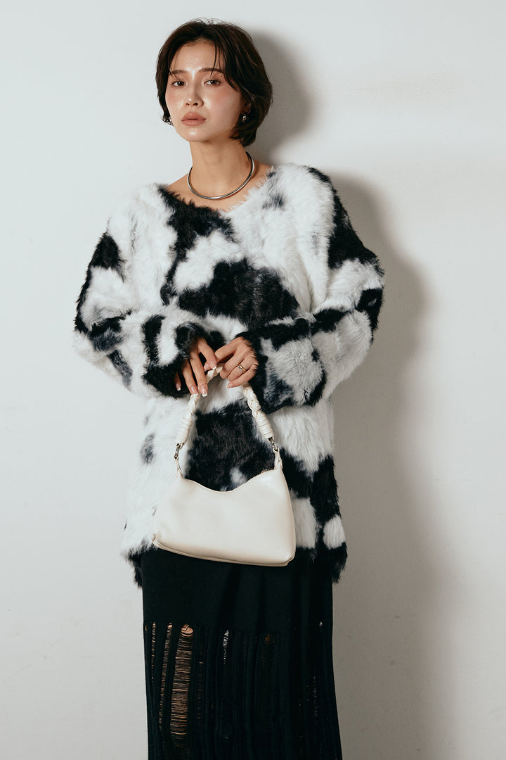 [SET]タイダイ柄シャギーニットトップス+裾シアーリブスカート(2set)