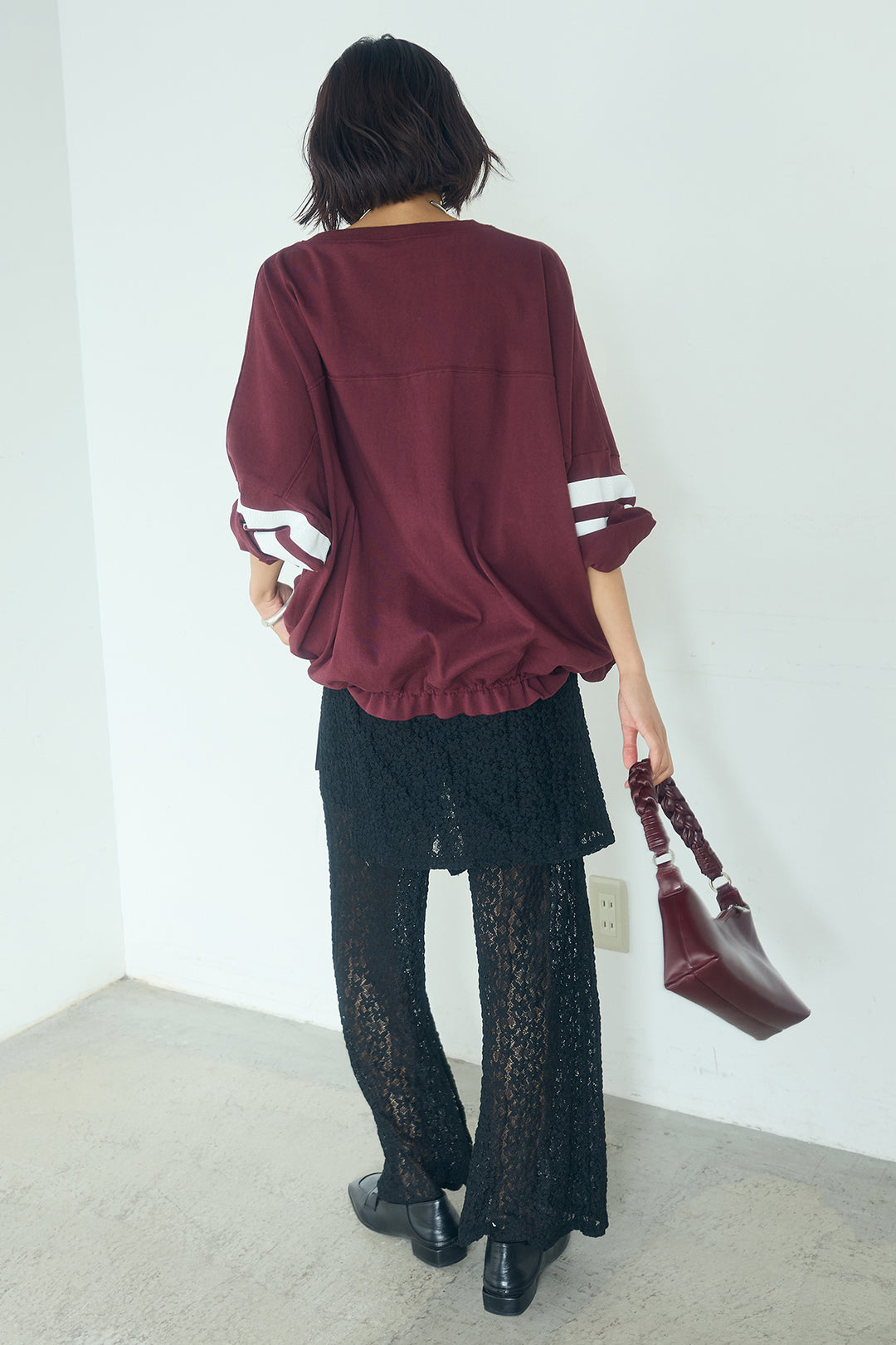 [SET]裾ドロストナンバービッグTシャツ+ストレッチレースパンツ＆ラップスカートセット(2set)