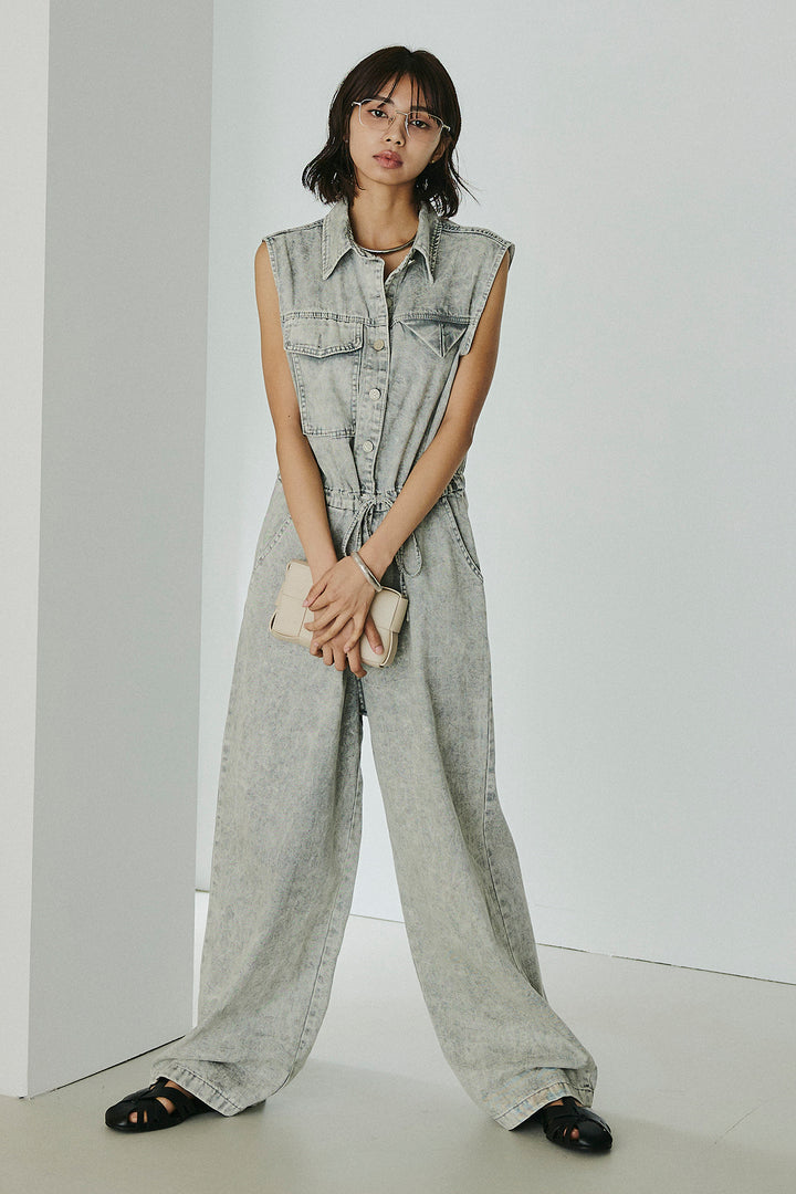 [SET]ケミカルデニムノースリロンパース