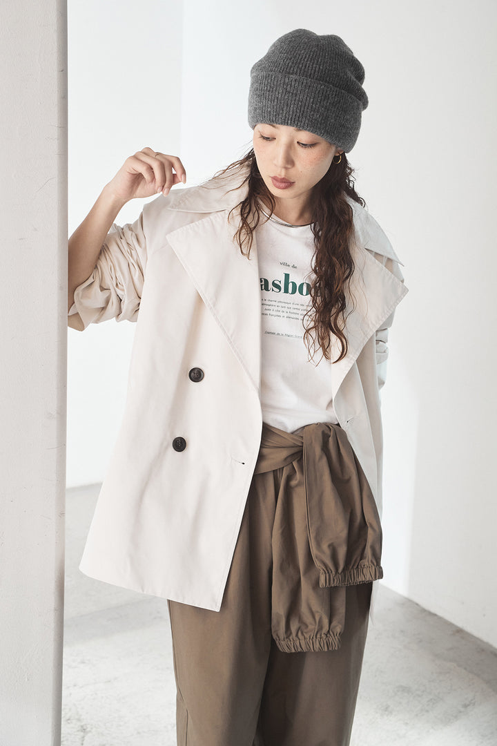 [SET]ナイロントレンチコート+合繊ツイルスタンドウエスト巻きジョガーパンツ(2set)