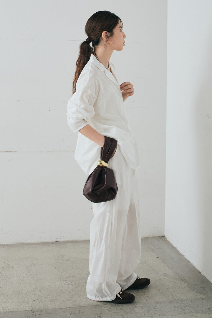 [SET]刺繍ローンオープンカラーシャツ+刺繍ローンタックイージーパンツ(2set)