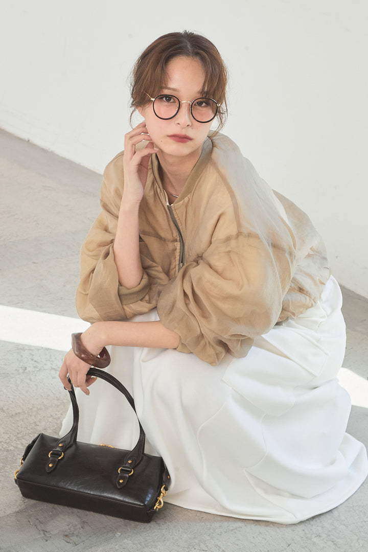 [SET]シアー×ポンチブルゾン+リラックススウェットスカート(2set)