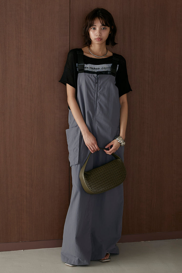 [SET]半袖モノトーングラフィックトップス+ナイロンワンピース(2set)