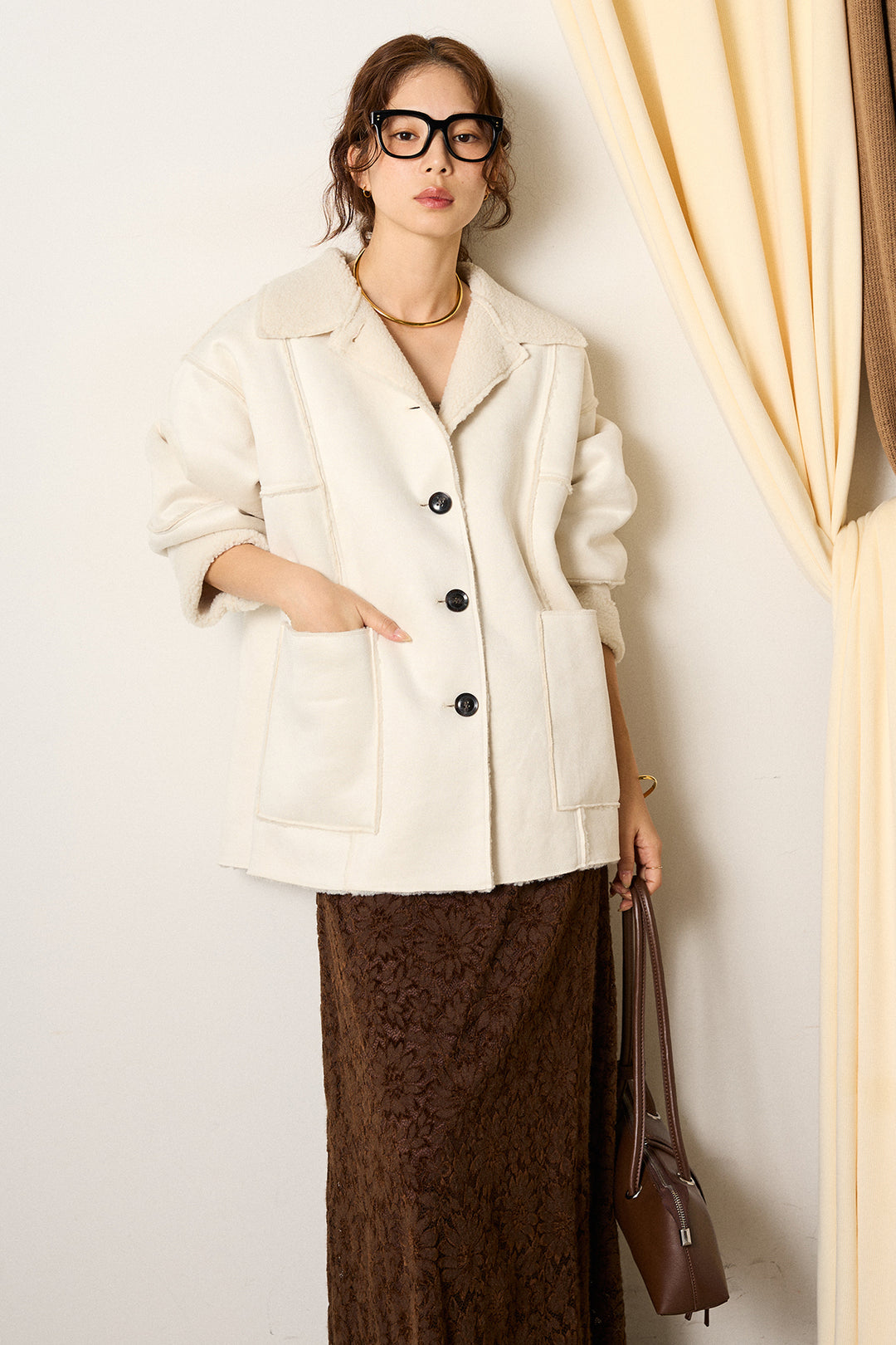 [SET]エコムートンカバーオール+花柄刺繍ベロアフレアスカート(2set)