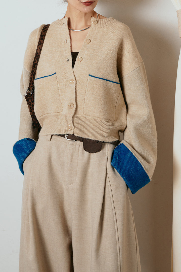 [SET]アルパカタッチダブルフェイスカーディガン+ポーチベルト付きカーブパンツ(2set)