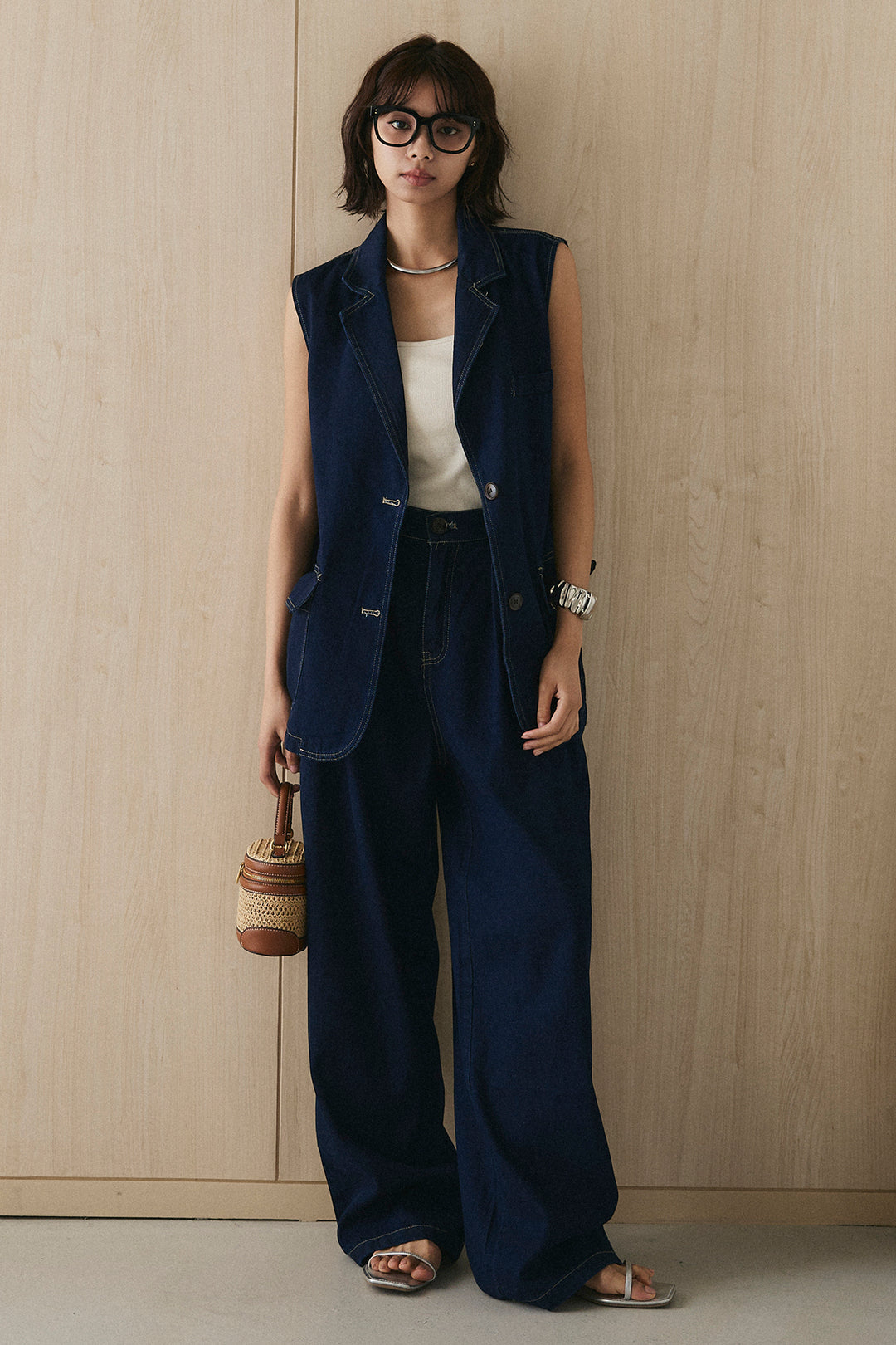 [SET]デニムテーラードカラージレSETUP