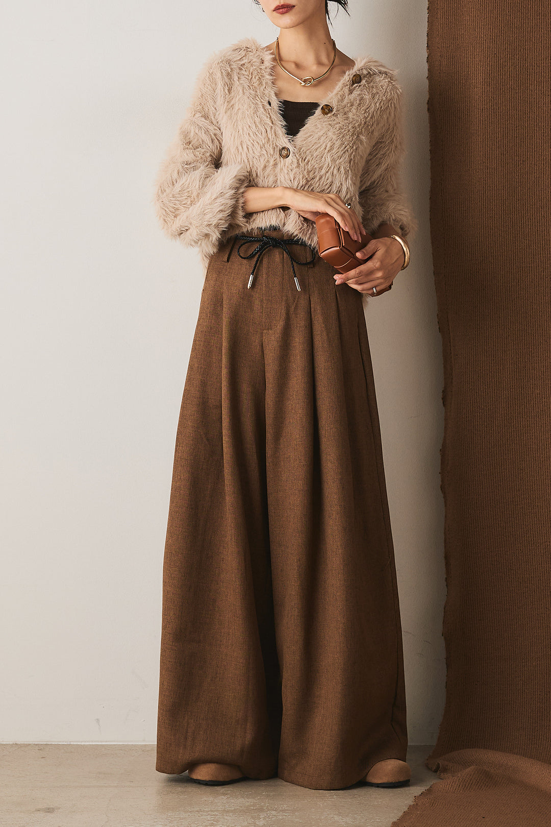 【即納】フェザーヤーン衿付きカーディガン