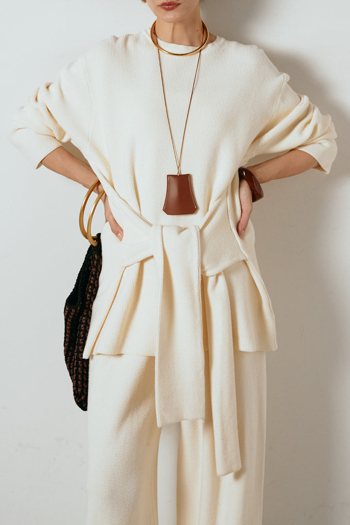 [SET]ウエスト巻きワッフルニットSETUP