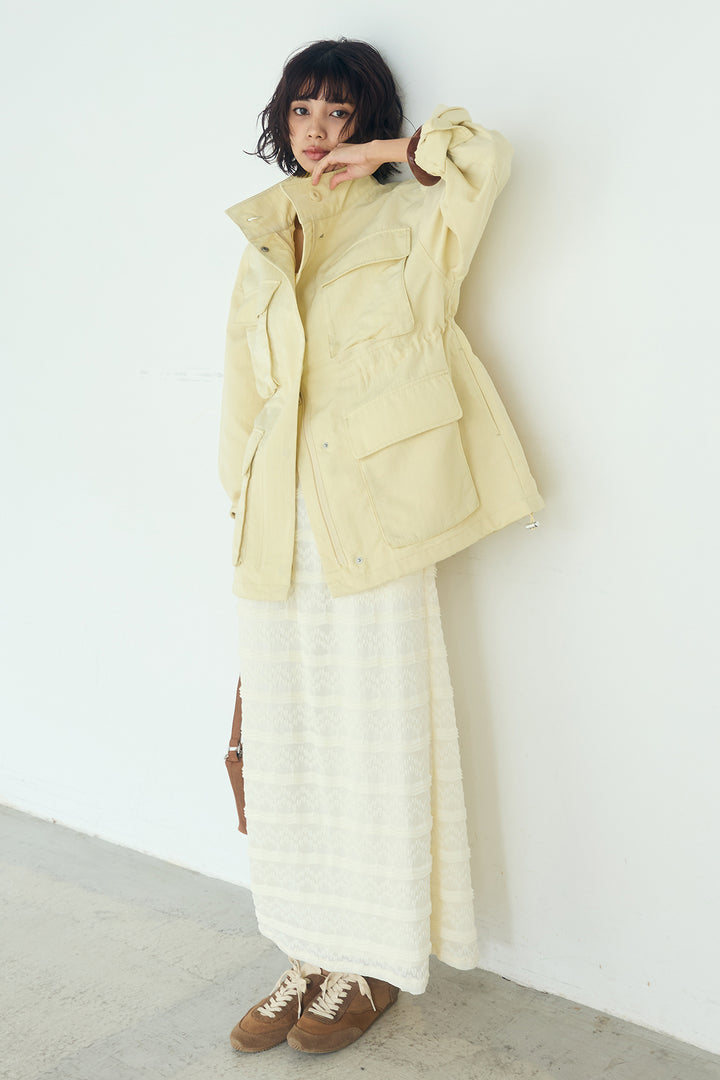 [SET]ナイロンツイルフィールドジャケット+ジャガードカットソータイトスカート(2set)