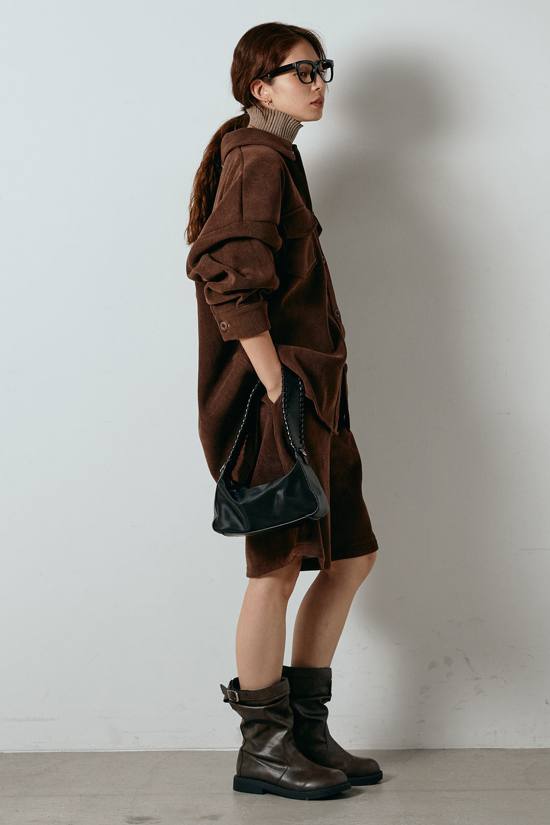 [SET]襟付きコーデュロイポケットシャツ+リラックスコーデュロイハーフパンツ(2set)