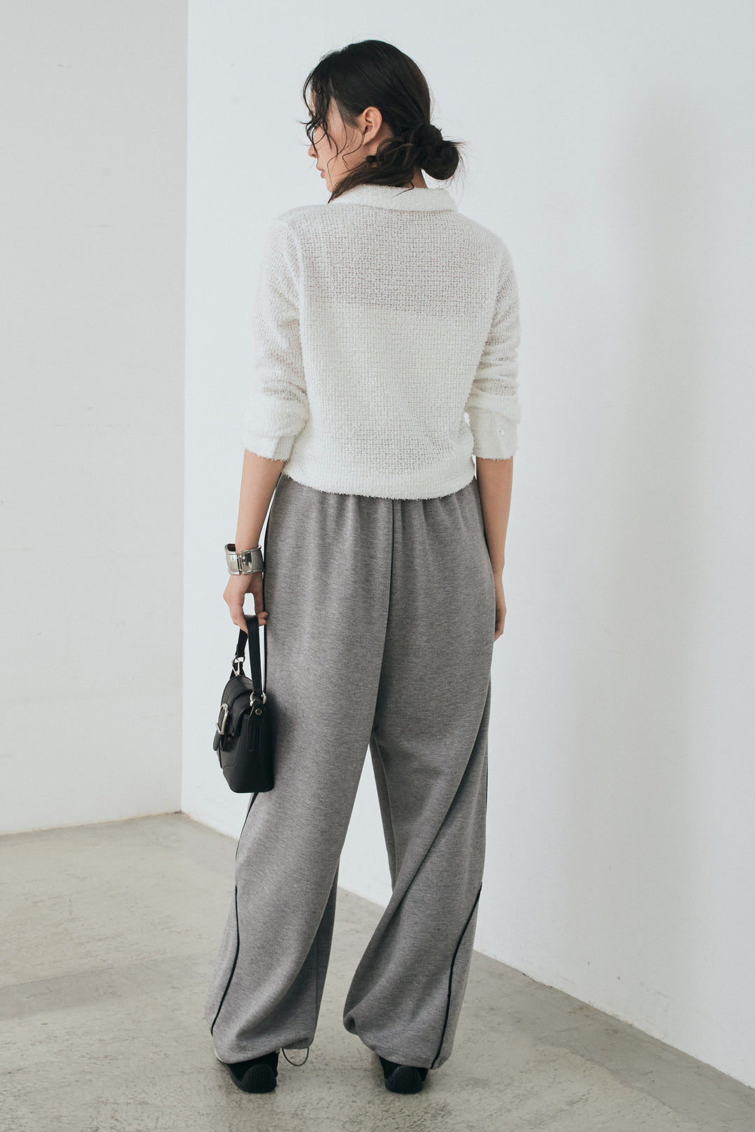 [SET]カールヤーンシャツ+ライトダンボールウェーブラインドレープパンツ(2set)