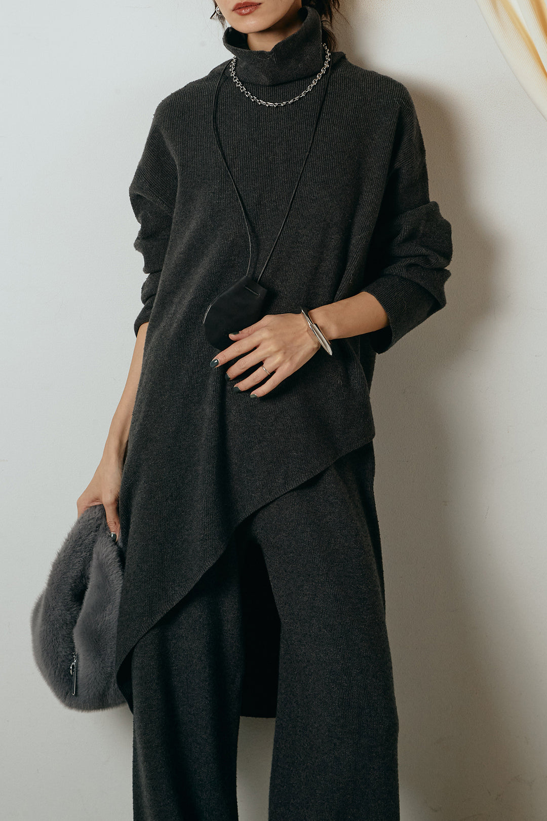 [SET]裾アシンメトリーニットSETUP