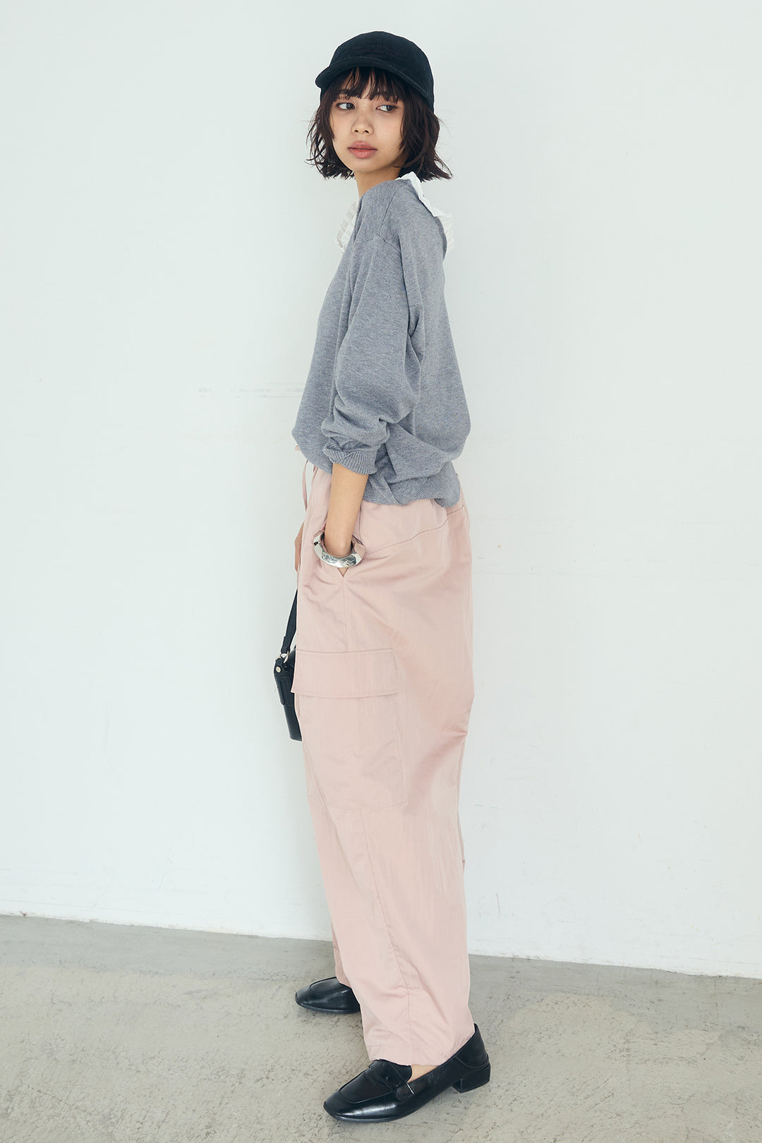 [SET]クールクール異素材コンビオフショルプルオーバー+撥水ジョガーパンツ(2set)