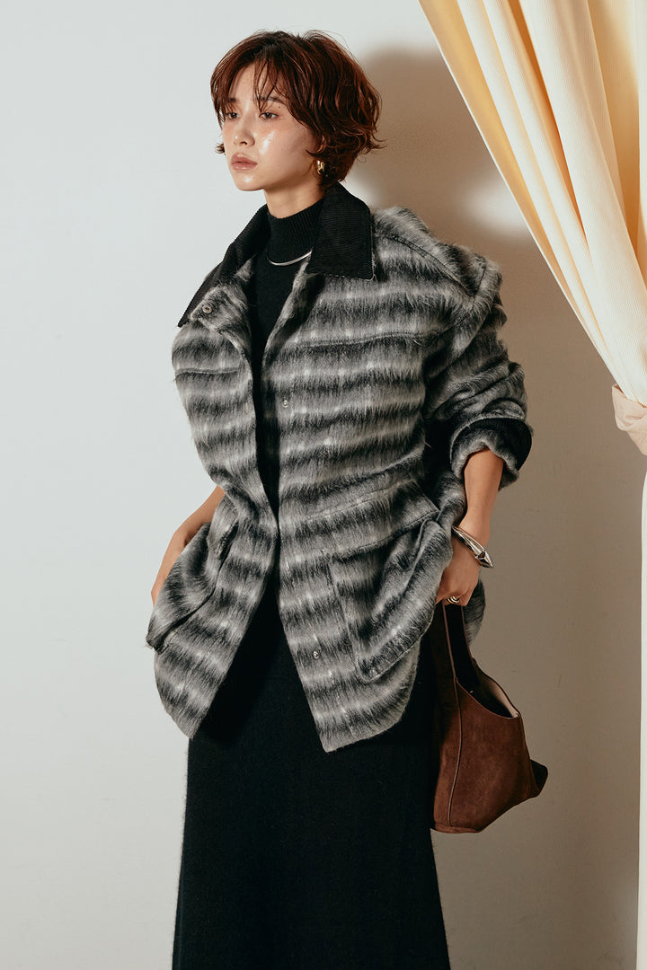 [SET]チェックシャギーミドルカバーオール+ノースリーブニットロングワンピース(2set)