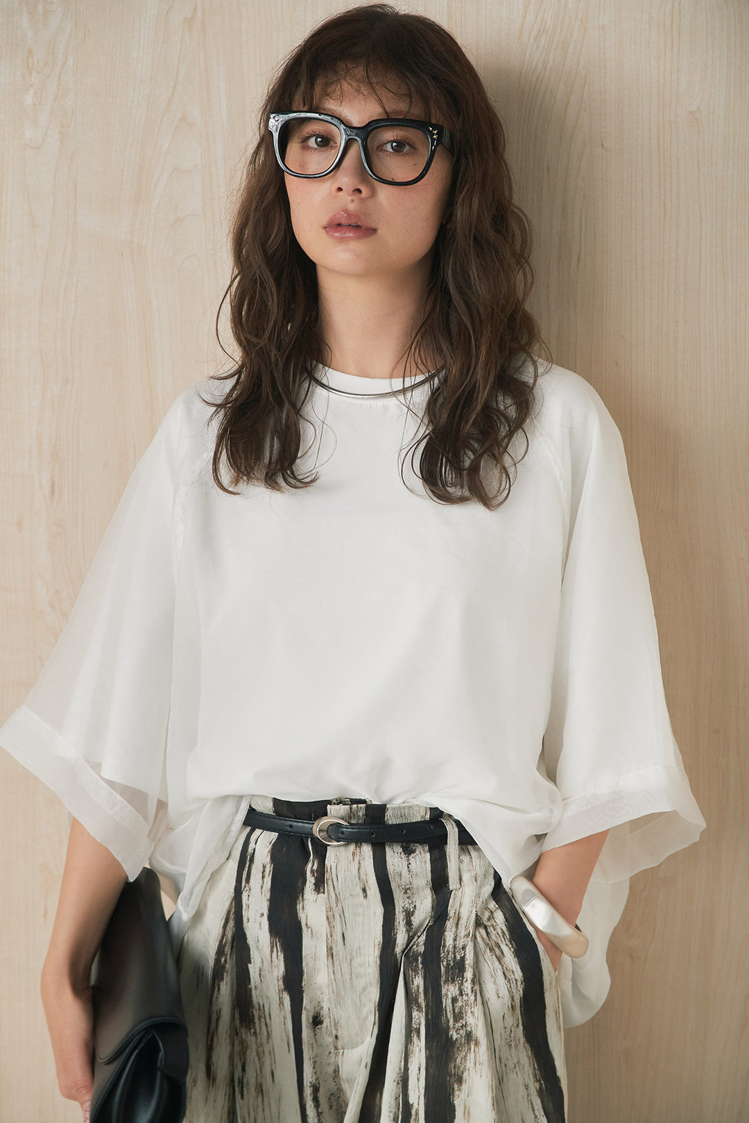 [SET]オーガンジー重ねBIGTシャツ+細ベルト付きタイダイカラーパンツ(2set)
