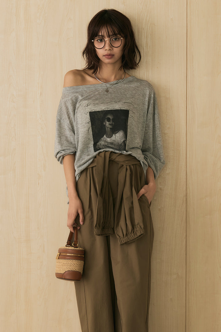 [SET]ヴィンテージグラフィックロンT+合繊ツイルスタンドウエスト巻きジョガーパンツ(2set)