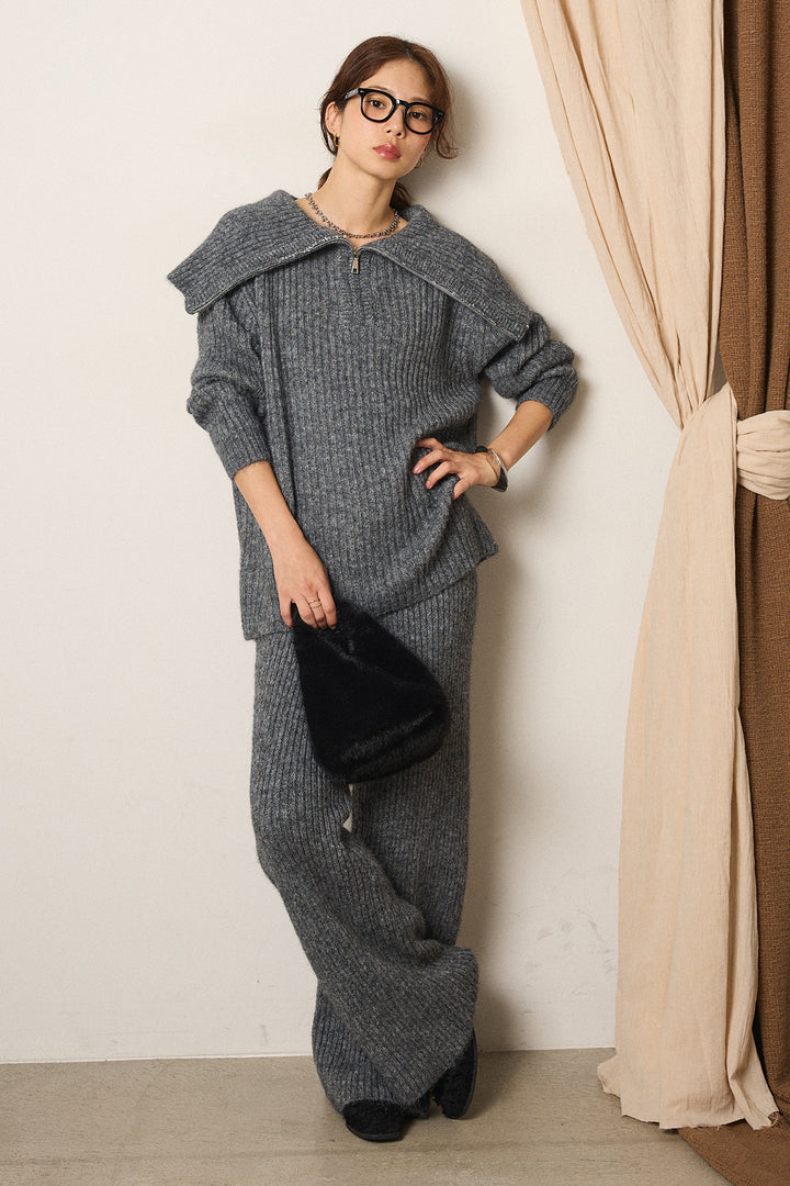 [SET]ハーフジップビックカラーニットSETUP