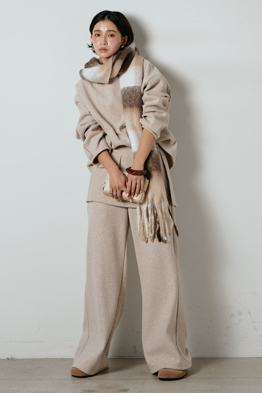 [SET]チェックマフラー付きニットSETUP