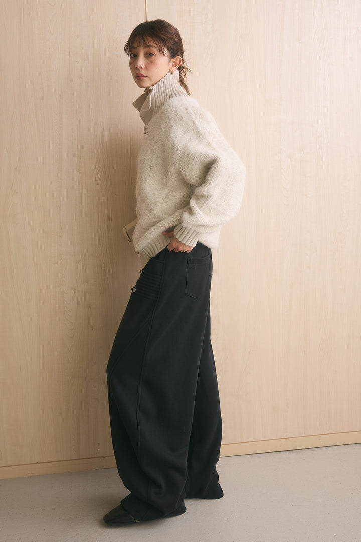 [SET]ブークレーハイネックニットジャケット+ナポレオンディテールカーブパンツ(2set)