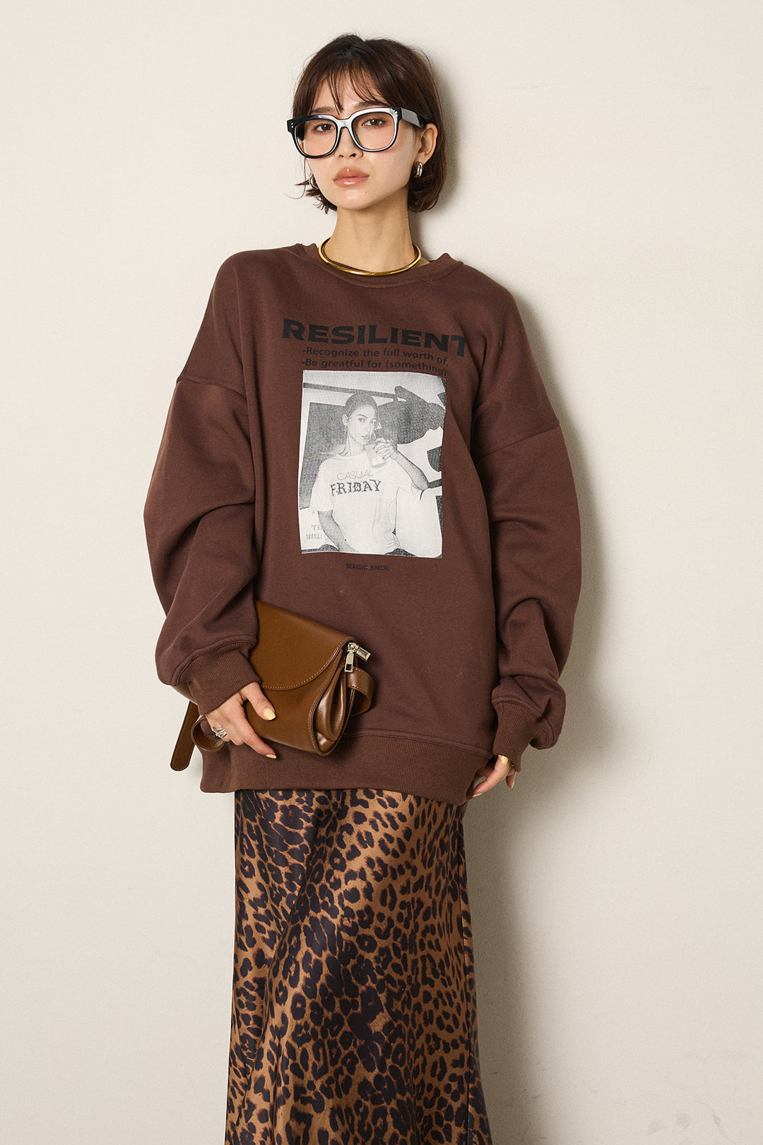 モノトーンプリントスウェット