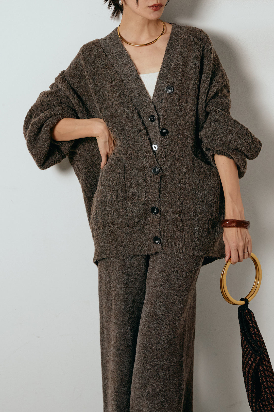 [SET]3ピースフロントボタンニットSETUP