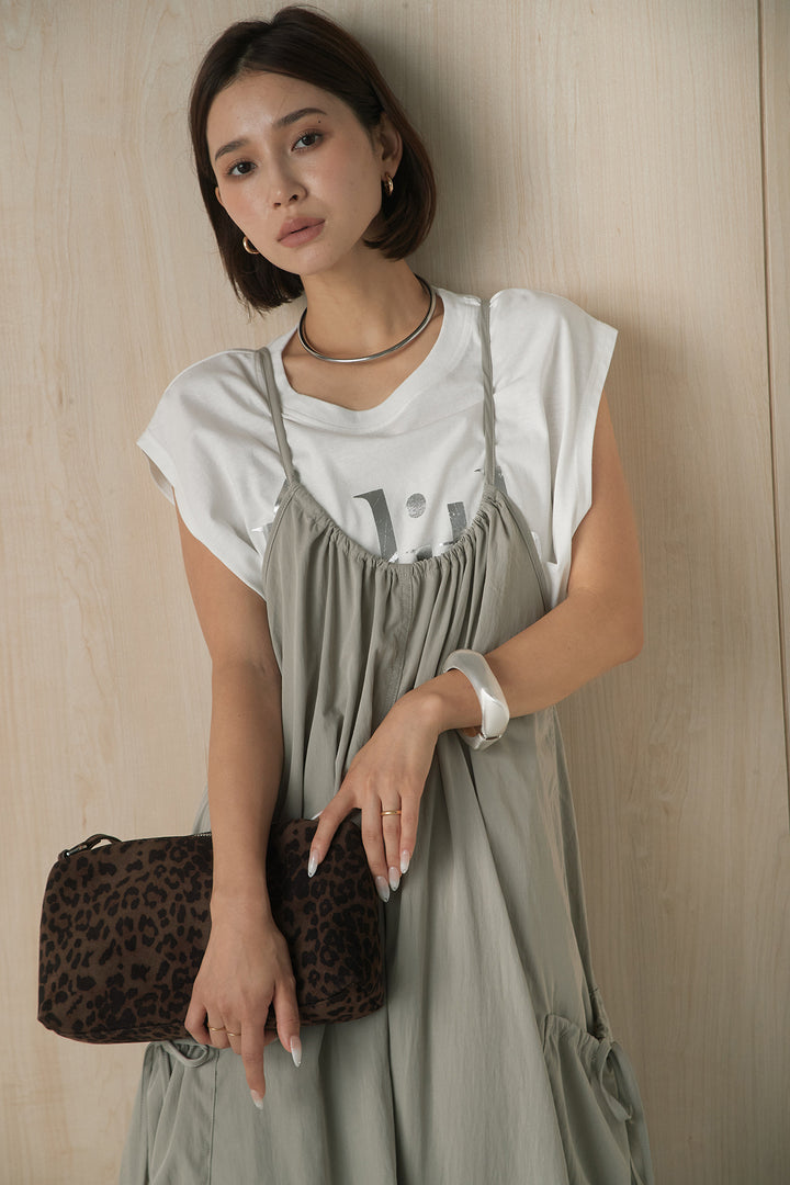 [SET]ビッグロゴプリントTシャツ+ポケット付きワッシャーキャミワンピ(2set)