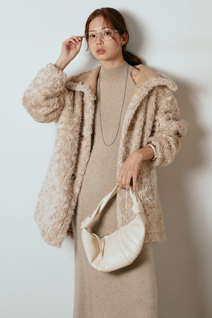 [SET]リバーシブルボアアウター+ノースリーブニットロングワンピース(2set)