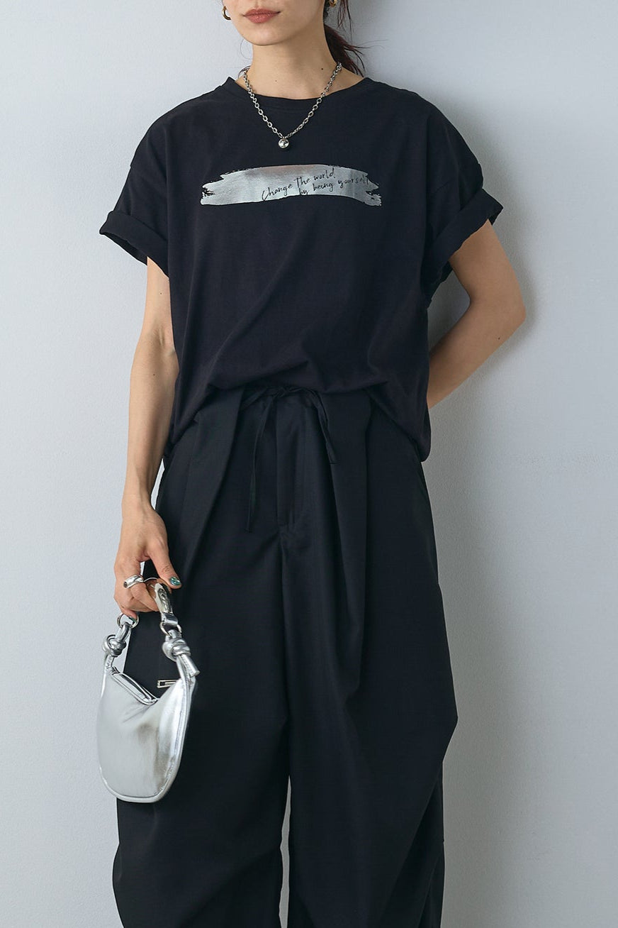 【即納】かすれ箔プリントTシャツ