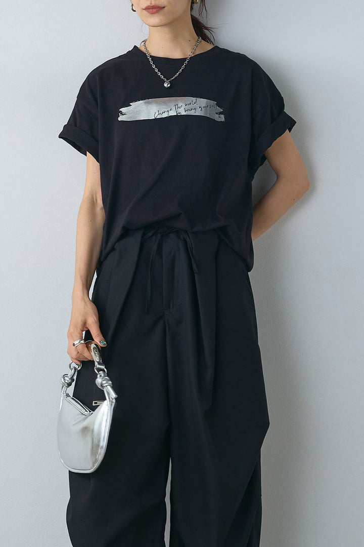 【即納】かすれ箔プリントTシャツ