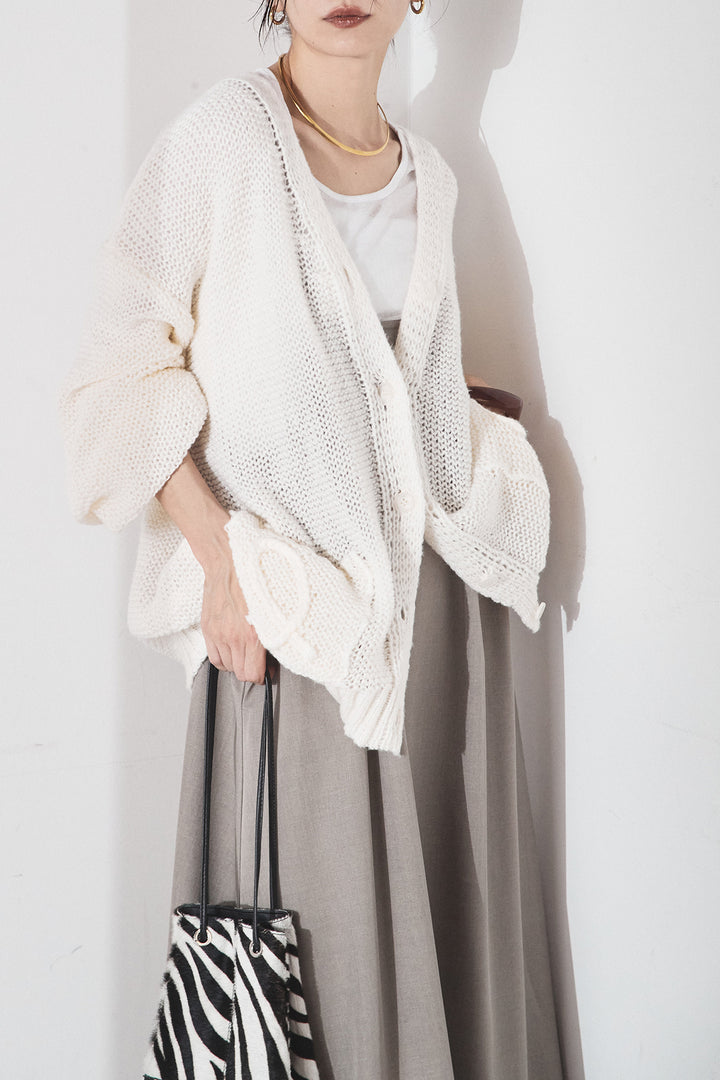 [SET]コード刺繍リラックスニットカーディガン+フレアリラックスキャミワンピース(2set)