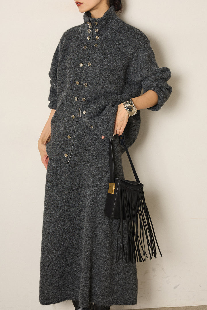 [SET]ハイネックメタルプレートニットスカートSETUP